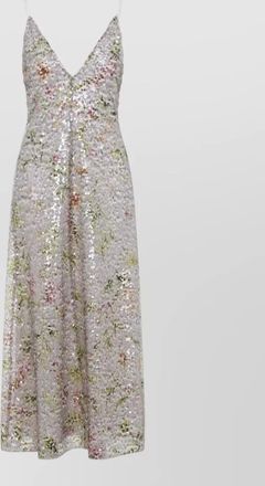 Alberta Ferretti sequin midi dress floral pattern straps