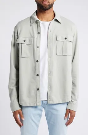 AG - Adriano Goldschmied Mens Elias Military Cotton Overshirt in Pacific Chrome at Nordstrom, Size Medium