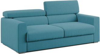 Divani.Store Divani.store - Dylan Sof&aacute; Con Pouf Extra&iacute;ble En Tejido Efecto Algod&oacute;n Impermeable 158 Cm Azul Claro