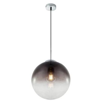 Netlighting Varus 30cm Globe Pendant Ceiling Light Chrome Glass Shade 1x E27 in Grey