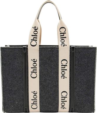 Chlo&eacute; Grey Felt Woody Large Tote (Authentic Pre-Loved)