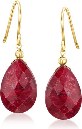 Canaria Canaria Ruby Drop Earrings in 10kt Yellow Gold