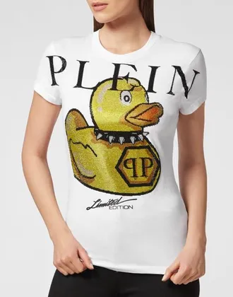 Philipp Plein T-Shirt Round Neck Duck Women in White at Nordstrom, Size X-Small