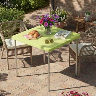 Dmora Mesa De Exterior Brownstown, 4 Plazas, Mesa Cuadrada Fija, Made In Italy, M&aacute;x. 75 Cm, 75x75x72h Cm Verde