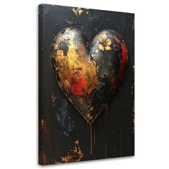 Feeby Impresi&oacute;n De Imagen, Coraz&oacute;n 3d Amor Negro Y Dorado, 80x120