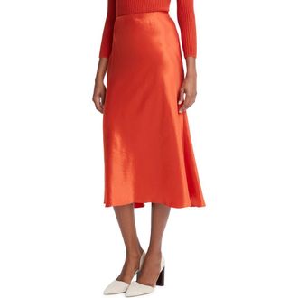 Vince Bias Satin Midi Skirt in Vermillion at Nordstrom Rack, Size Xx-Small