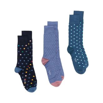 Paul Smith Ondergoed, Heren, Veelkleurig, ONE Size, Katoen, Polka Dots Sokken 3-Pack