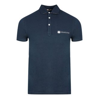 Aquascutum Volwassen uniseks Aldis poloshirt met bloklogo (Marineblauw)