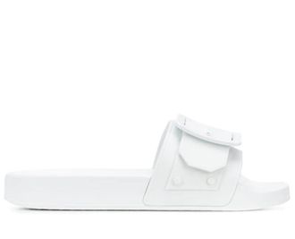Bally Jeline White Buckle Strap Slide Sandals