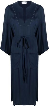 Fabiana Filippi belted long-sleeved midi dress - women - Viscose - 38 - Blue