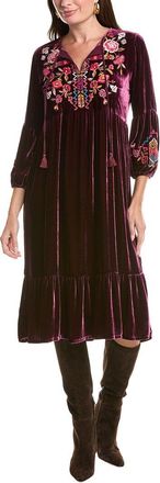 Johnny Was Petite Velvet Bishop Sleeve Silk-Blend Maxi Dress