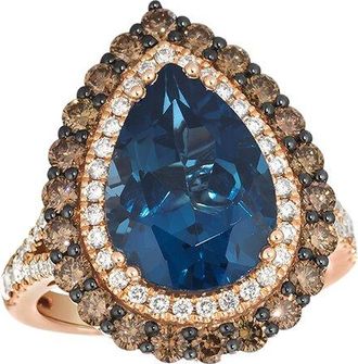 Le Vian 14K Rose Gold 6.45 Ct. Tw. Diamond & London Blue Topaz Cocktail Ring