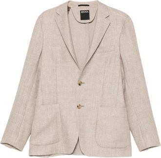 Ermenegildo Zegna Americana Beige Tostado 2 Botones - Heren - Blazers - Beige - L - Wol - Jassen