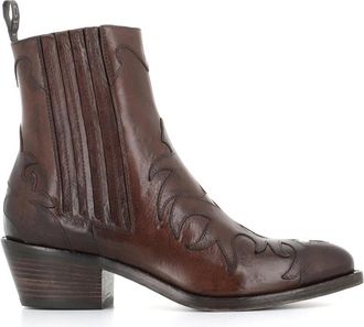 Sartore Bruine Leren Texano Laarzen - Dames - Cowboylaarzen - Bruin - 39 EU - Schoenen