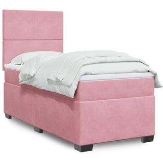 vidaXL Vidaxl - Cama Box Spring Con Colch&oacute;n Terciopelo Rosa 90x200 Cm