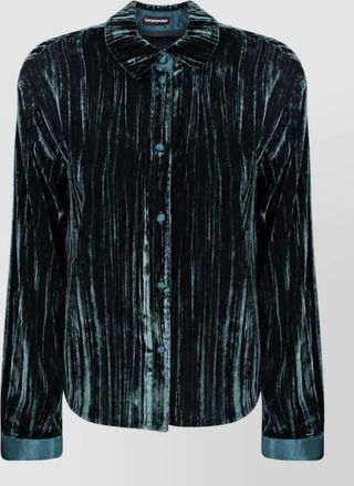 Emporio Armani pleated velvet long-sleeve shirt