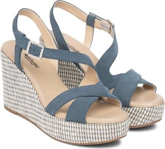Nero Giardini Womens Suede Summer Wedge Sandal In Blue