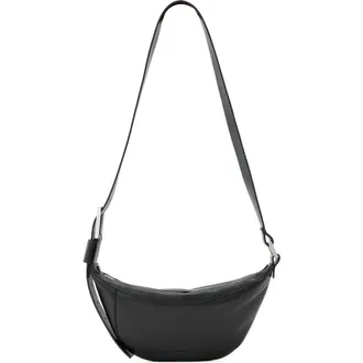 AllSaints Luna Leather Crossbody Bag in Black/Silver at Nordstrom