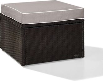 Crosley Furniture Palm Harbor Outdoor Wicker Ottoman Gray/Brown