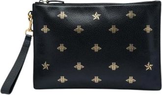 Gucci Pre-owned Bee Star Clutch Bag - Dames - Vintage Clutch - Zwart - ONE Size - Leer - Vintage