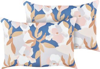 Beliani Conjunto De 2 Cojines De Jard&iacute;n Almohada De Exterior 40 X 60 Cm Poli&eacute;ster Impermeable Estampado Floral Multicolor Verezzi