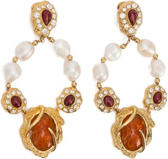 Roberto Cavalli Oorbellen verfraaid met parels - Goud