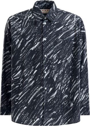Marni sketch-style print shirt - men - Cotton - 50 - Black