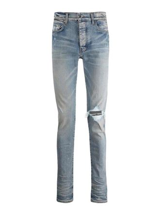 Amiri Distressed look skinny jeans in light blue
