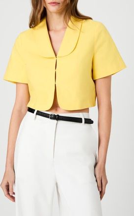 French Connection Theo Oversize Peter Pan Collar Crop Top in Bright Daisy at Nordstrom, Size 10