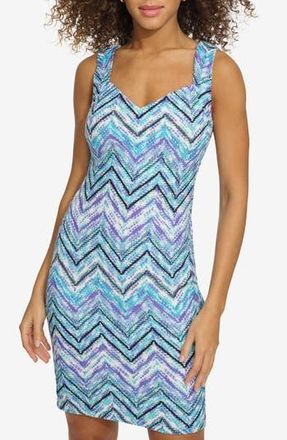 Siena My Balconia Crepe Scuba Knit Sheath Dress in Blue Multi at Nordstrom Rack, Size 16