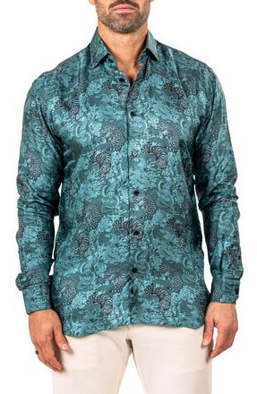 Maceoo Fibonacci Marthyr 0259 Contemporary Fit Button-Up Shirt in Green at Nordstrom, Size 3