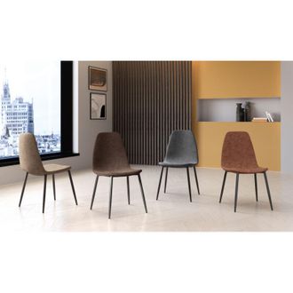 Stones Brigitte - Sedia in ecopelle marrone 4 pz