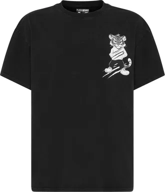 Plein Sport T-Shirt Round Neck Ss Tiger Men in Black at Nordstrom, Size Xxx-Large