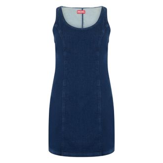 Diesel Short Dresses, female, Blue, Size: L Mini dress in blue denim