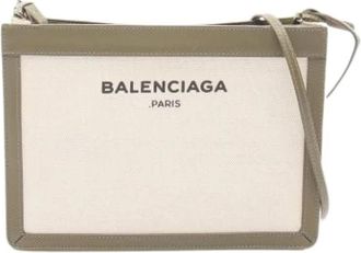Balenciaga Pre-owned Canvas Pochette - Dames - Vintage Schoudertas - Wit - ONE Size - Leer - Vintage