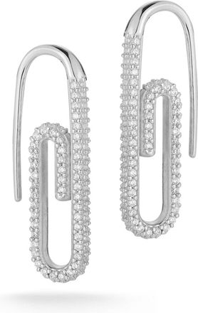 Glaze Jewelry Sterling Silver Pave Paperclip Earrings