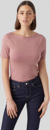 Vero Moda Kurzarmshirt VERO MODA VMPANDA MODAL S/S TOP NOOS, Damen, Gr. XL, rosa (nostalgia rose), Jersey, Obermaterial: 48% Baumwolle, 48% Modal (TENCEL), 4% E