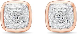 Diana M. Jewels 14KT ROSE GOLD LAB GROWN CUSHION CUT STUDS IN A BEZEL SETTING WEIGHING 3.00 CTS TW