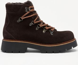 Russell & Bromley BOWSTON Mens Dark Brown Suede Fur Lined Hiking Boot