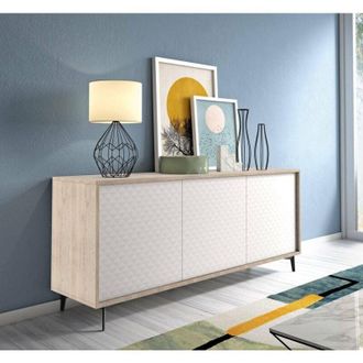 Dmora Credenza Fresia, Mobile buffet a 3 ante e 1 ripiano regolabile, Madia elegante da soggiorno, Mobile porta tv, 100% Made in Italy, Cm 184x45h77