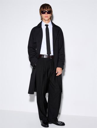 HUGO BOSS Mens Belted double-breasted black trench coat