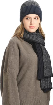 Generic DHJAA Double-Sided Scarf and Color Padded Matching Gloves Hat Three- Baseball Caps Extended Top Hats (Navy, One Size)