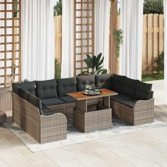 vidaXL Conjunto De Sof&aacute; De Jard&iacute;n Manual 10 Pcs Gris 100 X 55 X 73 Cm Vidaxl