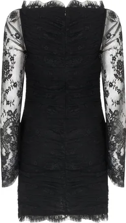 Alessandra Rich Womens Mini Lace Dress Black Cotton