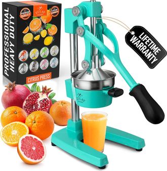 Zulay Kitchen Cast Iron Citrus Juicer Manual Orange Press with Detachable Strainer