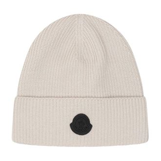 Moncler Gorro de punto acanalado - Accessories - Hombre - Beige - ONE SIZE
