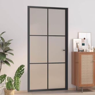 vidaXL Vidaxl - Puerta Interior De Vidrio Y Aluminio Negro Mate 102,5x201,5 Cm
