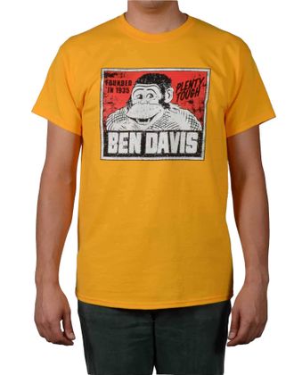 Ben Davis Mens Vintage Gorilla Logo Short Sleeve T-Shirt - Gold - Large