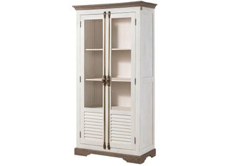 Massivmoebel24 Vetrina In Legno Di Mango 97x45x190 Laccato Bianco Toulouse 101