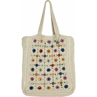 The Sak Lanie Market Tote Hand Crochet Bag in Natural Multi Flower at Nordstrom
